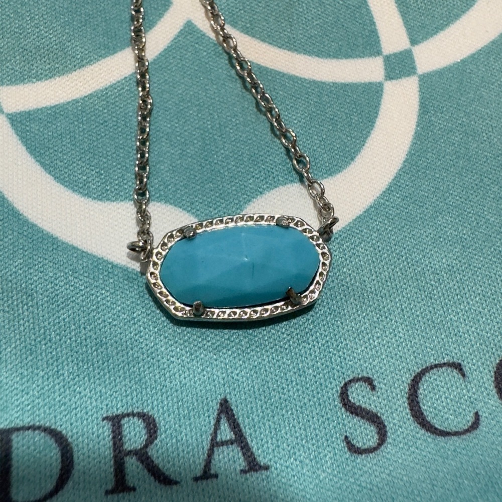 Kendra Scott - Elisa Silver Pendant Necklace in Silver and Turquoise